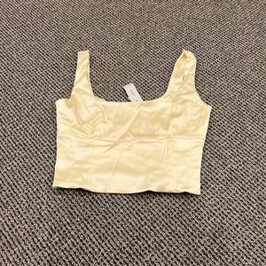 NWT yellow satin crop top